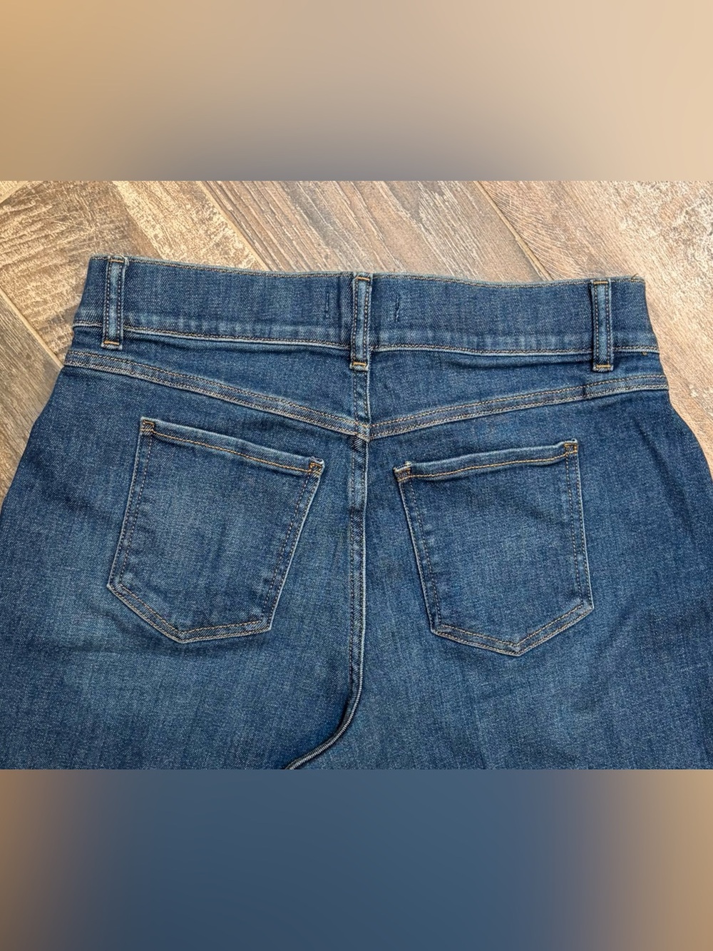 SPANX Dark Wash Cropped Wide Leg Jeans Culottes Size L - Picture 5 of 10